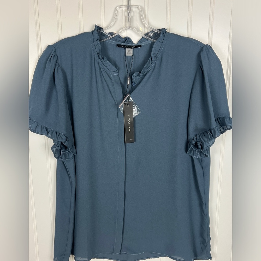 Tahari Deep Slate Blue Top - Small - Picture 11 of 13